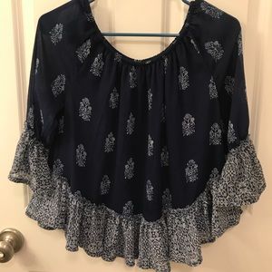 Blue flowy blouse